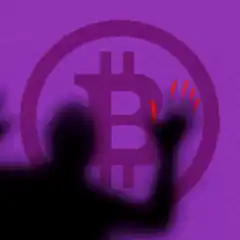 Bitcoin logo with dancing silhouette