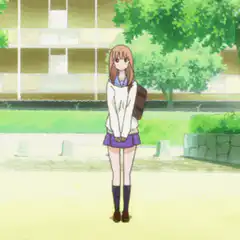 Anime girl bows and runs away