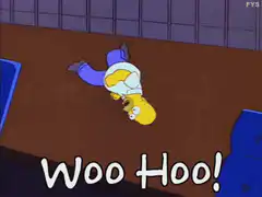 Homer Simpson falling with Woo Hoo