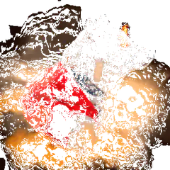 Explosion with red and white smoke