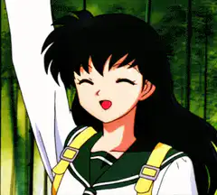 Kagome holding up a peace sign