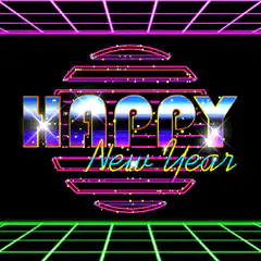 Happy New Year retro neon animation