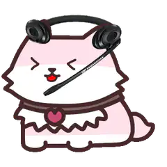 Pink cat with headphones and mic