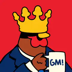 King wearing crown holding GM mug