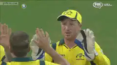 Australian cricket team celebrating wicket