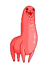 Pink and blue worm character