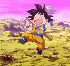 Young Goku running happily