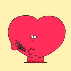Red heart character scratching its side