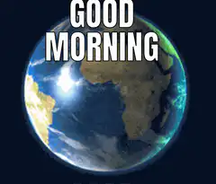 Earth rotating with Good Morning text