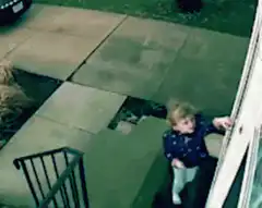 Toddler opens door and runs inside