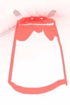 red pudding with angry eyes