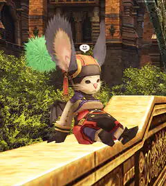 Final Fantasy XIV Moogle sitting on a ledge