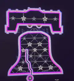 neon liberty bell outline