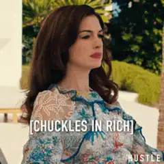 Anne Hathaway chuckles in rich