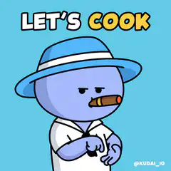 Blue character with cigar says let's cook
