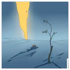 Astronaut floating into yellow portal