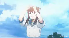 anime girl excitedly grabs hair