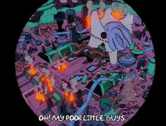 Lisa Simpson looking at bugs in microscope