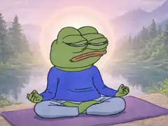 Pepe the Frog meditating with halo