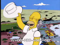 Homer Simpson riding a missile
