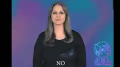 Woman signing NO in ASL