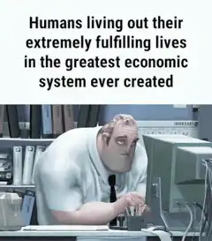 Mr. Incredible working at a desk