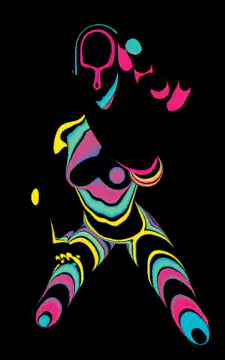 Psychedelic dancing woman silhouette