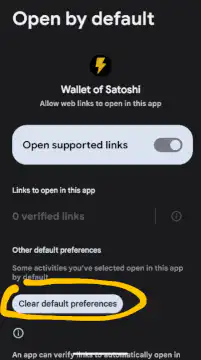 Wallet of Satoshi default settings