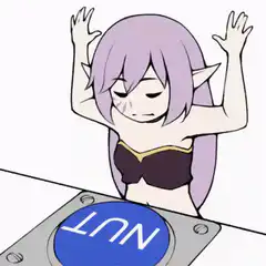 anime elf girl presses nut button