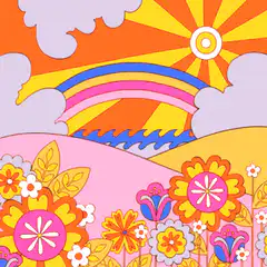 Psychedelic rainbow landscape animation
