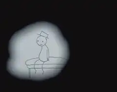 stick figure loses hat