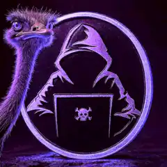 Ostrich next to Monero logo