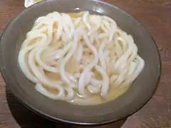 Bowl of udon noodles in broth