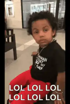 Kid looking skeptical with LOL text