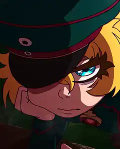 Anime character with blue eye and hat