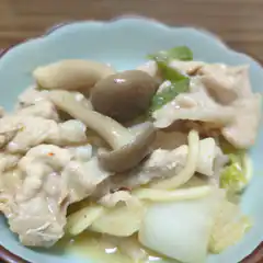 stewed pork with mushrooms and vegetables