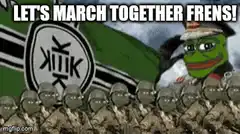Pepe the Frog marching with army