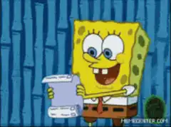 SpongeBob reading a long list