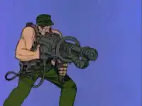 Duke Nukem firing a large gun