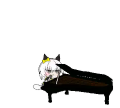 chibi catgirl playing piano