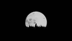 Santa flying across the moon