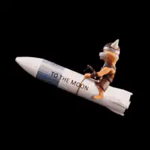 Cat Viking on a rocket to the moon