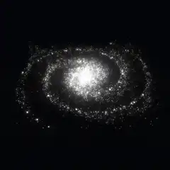 Spinning spiral galaxy simulation