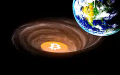 Bitcoin falling into a black hole