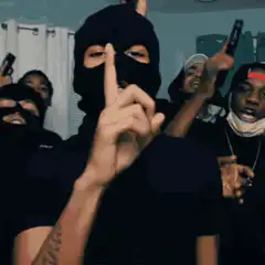 Men in ski masks with guns