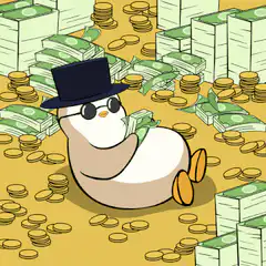 Rich Penguin Counting Money