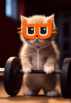 orange cat emoji lifting weights