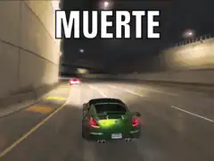 Green car flips over tunnel