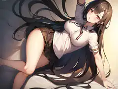 anime girl in school uniform lying down