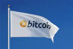 Bitcoin flag waving in the wind